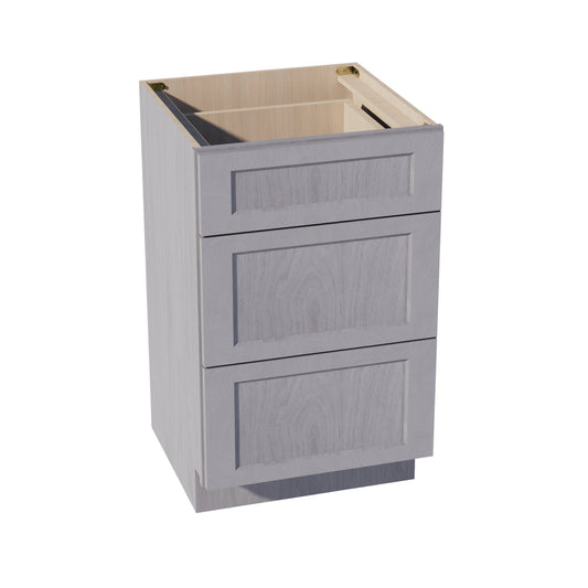 HLG-VDB2121: Light Gray Shaker 21"W x 34-1/2"H x 21"D  3 Drawers Vanity Base Cabinets