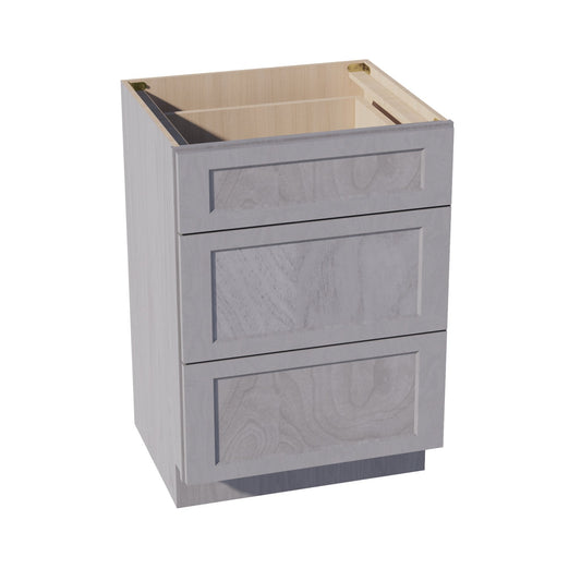 HLG-VDB2421: Light Gray Shaker 24"W x 34-1/2"H x 21"D  3 Drawers Vanity Base Cabinets