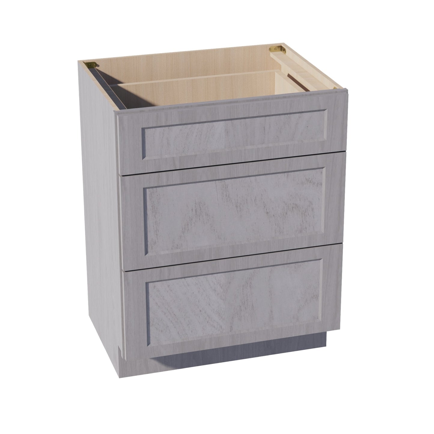 HLG-VDB2721: Light Gray Shaker 27"W x 34-1/2"H x 21"D  3 Drawers Vanity Base Cabinets