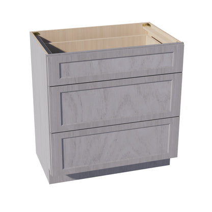 HLG-VDB3321: Light Gray Shaker 33"W x 34-1/2"H x 21"D  3 Drawers Vanity Base Cabinets