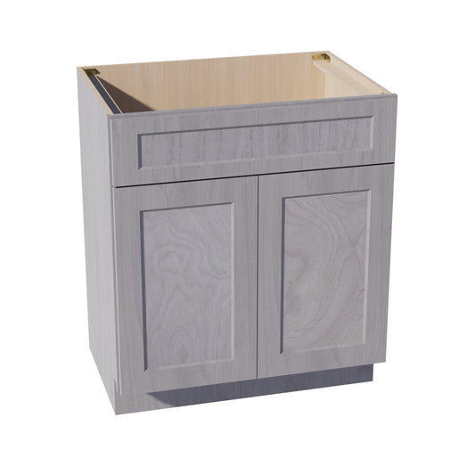 HLG-VSB3021: Light Gray Shaker 30"W x 34-1/2"H x 21"D 2 Doors & 1 False Drawer Vanity Sink Base Cabinets