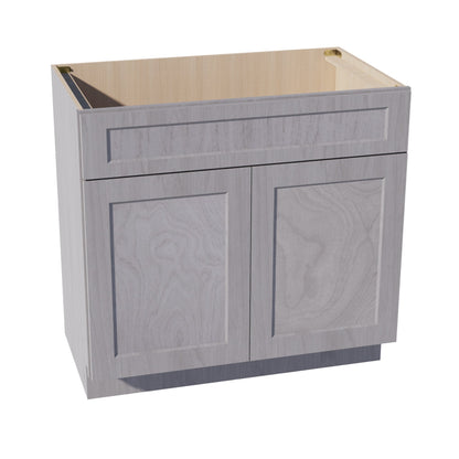 HLG-VSB3621: Light Gray Shaker 36"W x 34-1/2"H x 21"D 2 Doors & 1 False Drawer Vanity Sink Base Cabinets