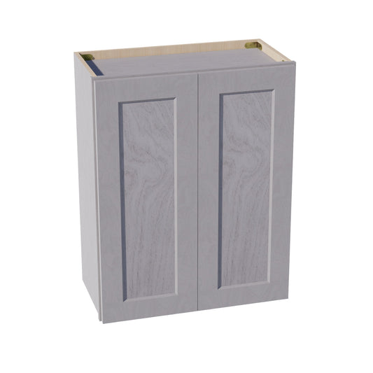 HLG-W2430: Light Gray Shaker 24"W x 30"H 2 Doors & 2 Shelves Standard Wall Cabinet