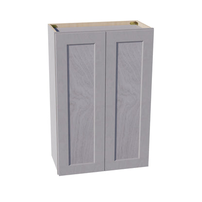 HLG-W2436: Light Gray Shaker 24"W x 36"H 2 Doors & 2 Shelves Standard Wall Cabinet