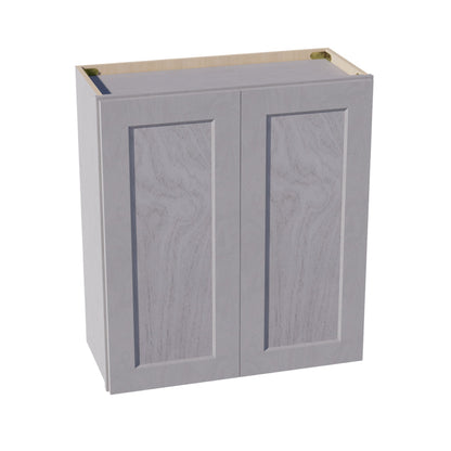 HLG-W2730: Light Gray Shaker 27"W x 30"H 2 Doors & 2 Shelves Standard Wall Cabinet