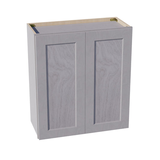 HLG-W2730: Light Gray Shaker 27"W x 30"H 2 Doors & 2 Shelves Standard Wall Cabinet