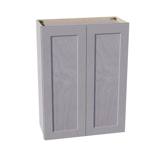 HLG-W2736: Light Gray Shaker 27"W x 36"H 2 Doors & 2 Shelves Standard Wall Cabinet