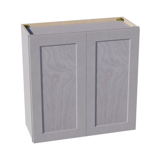 HLG-W3030: Light Gray Shaker 30"W x 30"H 2 Doors & 2 Shelves Standard Wall Cabinet