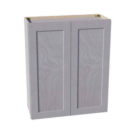 HLG-W3036: Light Gray Shaker 30"W x 36"H 2 Doors & 2 Shelves Standard Wall Cabinet