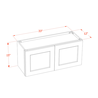 HLG-W3315: Light Gray Shaker 33"W x 15"H 2 Doors Standard Wall Bridge Cabinet