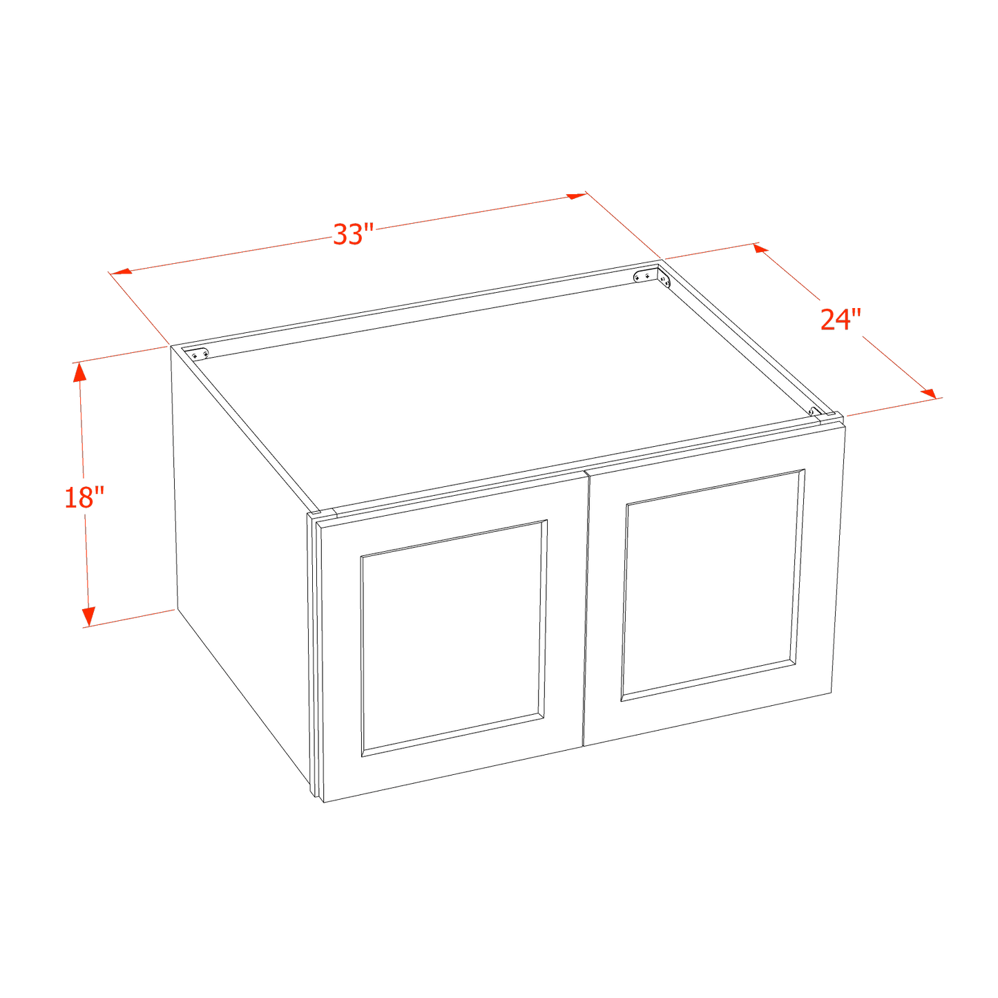 HLG-W331824: Light Gray Shaker 33"W x 18"H x 24"D 2 Doors Standard Bridge Wall Cabinet