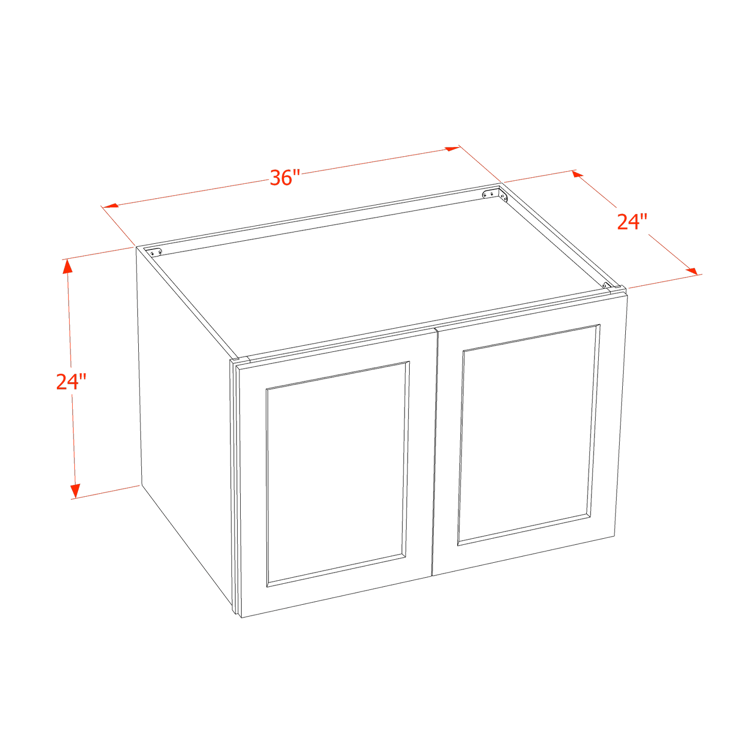 HLG-W332424: Light Gray Shaker 33"W x 24"H x 24"D 2 Doors & 1 Shelf Standard Bridge Wall Cabinet