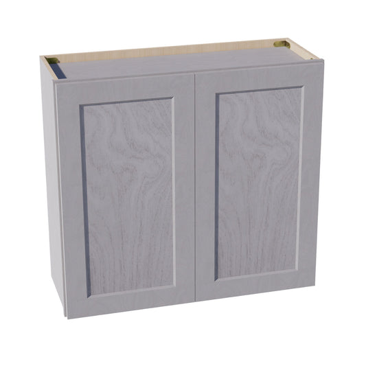 HLG-W3330: Light Gray Shaker 33"W x 30"H 2 Doors & 2 Shelves Standard Wall Cabinet