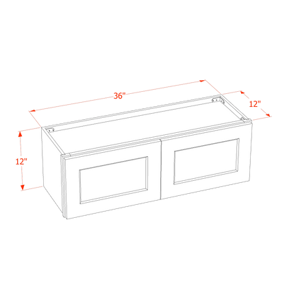 HLG-W3612: Light Gray Shaker 36"W x 12"H 2 Doors Standard Wall Bridge Cabinet