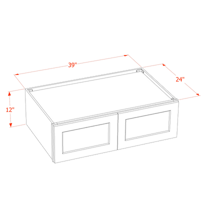 HLG-W391224: Light Gray Shaker 39"W x 12"H x 24"D 2 Doors Standard Bridge Wall Cabinet