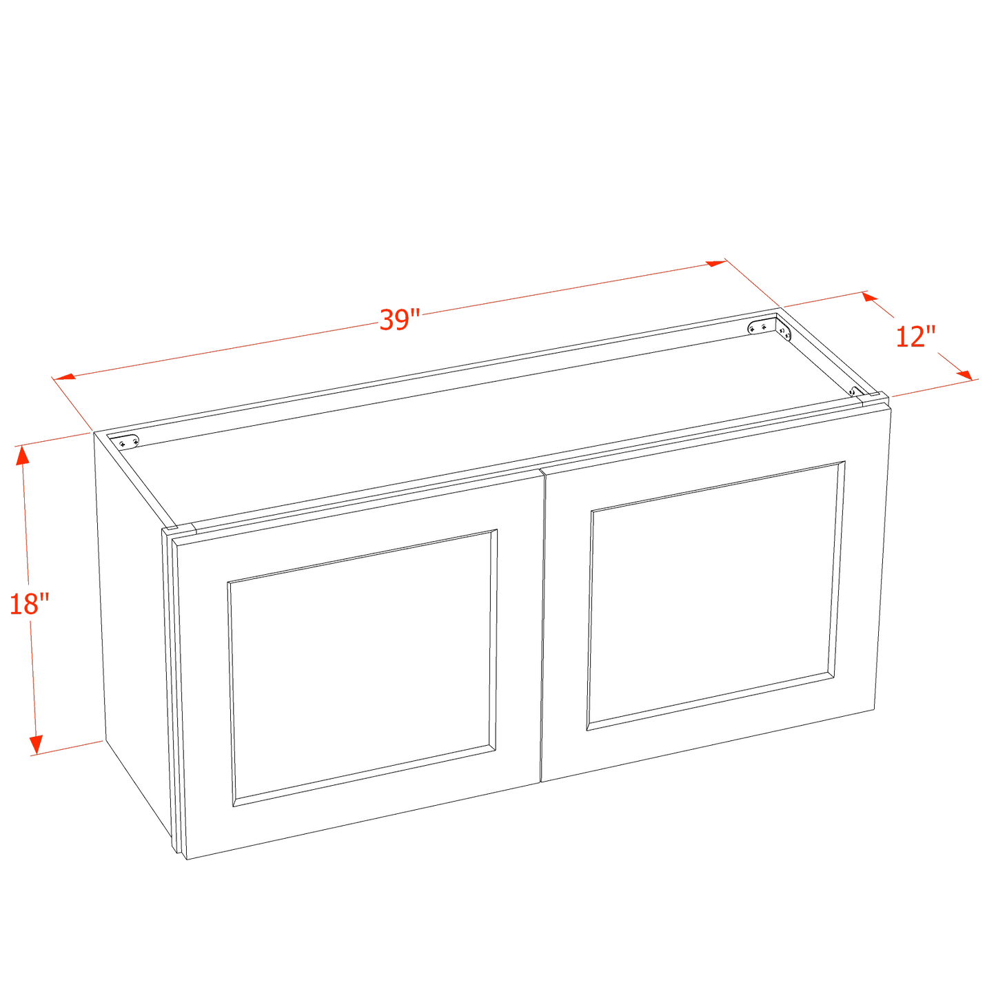 HLG-W3918: Light Gray Shaker 39"W x 18"H 2 Doors Standard Wall Bridge Cabinet