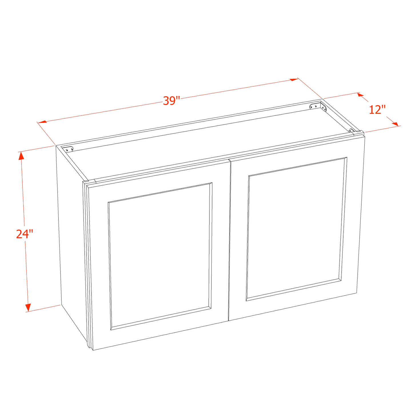 HLG-W3924: Light Gray Shaker 39"W x 24"H 2 Doors Standard Wall Bridge Cabinet