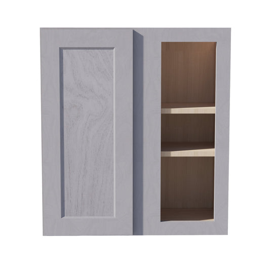 HLG-WBC2730: Light Gray Shaker 27"W x 30"H 1 Door & 2 Shelves Wall Blind Corner Cabinets