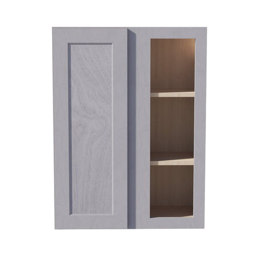 HLG-WBC2736: Light Gray Shaker 27"W x 36"H 1 Door & 2 Shelves Wall Blind Corner Cabinets