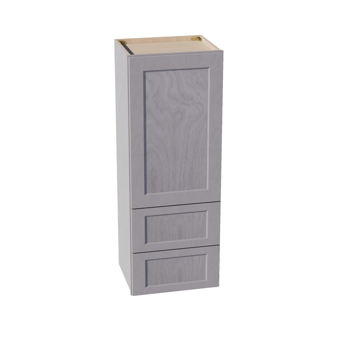 HLG-WD1848: Light Gray Shaker 18"W x 48"H 1 Door & 2 Drawers Special Wall Cabinet