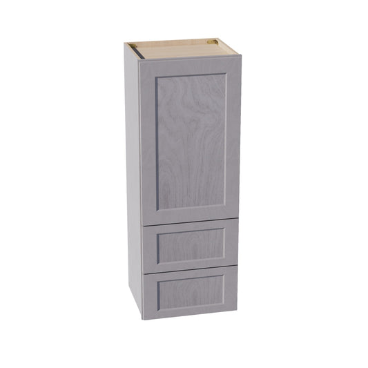 HLG-WD1848: Light Gray Shaker 18"W x 48"H 1 Door & 2 Drawers Special Wall Cabinet