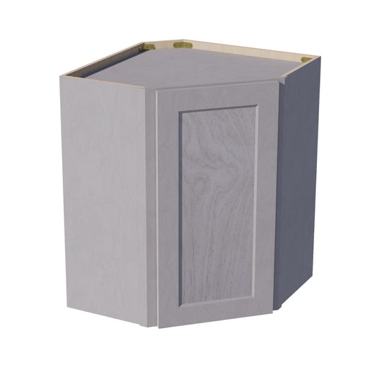 HLG-WDC2430: Light Gray Shaker 24"W x 30"H 1 Door & 2 Shelves Diagonal Wall Corner Cabinet