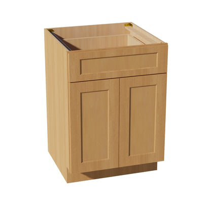 HT-B24: Timber Wood Shaker 24" 1 Drawer 2 Doors Standard Base Cabinet