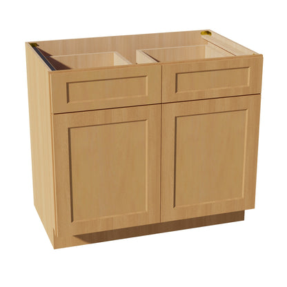 HT-B39: Timber Wood Shaker 39" 2 Drawers 2 Doors Standard Base Cabinet