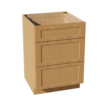 HT-DB24: Timber Wood Shaker 24" 3 Drawers Base Cabinet