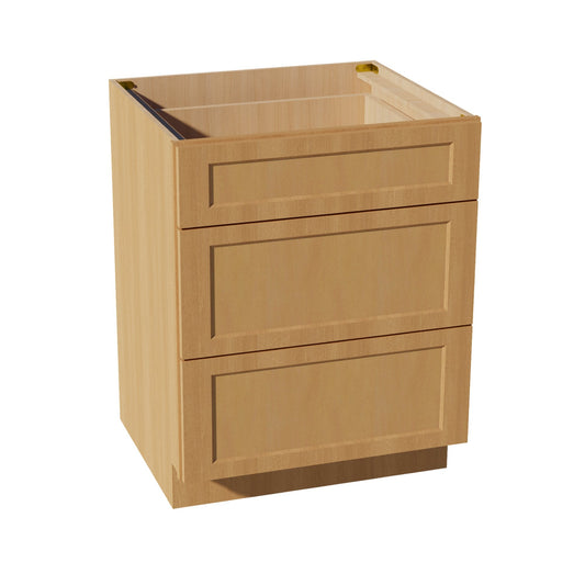 HT-DB27: Timber Wood Shaker 27" 3 Drawers Base Cabinet