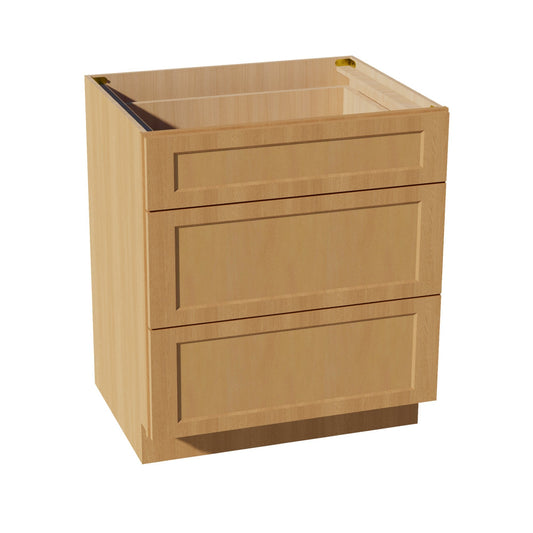 HT-DB30: Timber Wood Shaker 30" 3 Drawers Base Cabinet