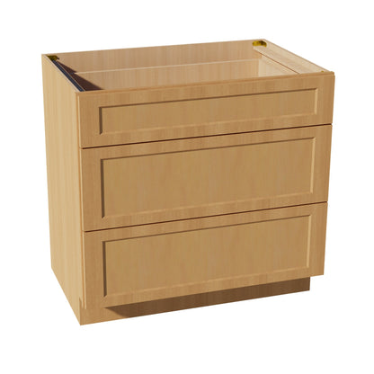 HT-DB36: Timber Wood Shaker 36" 3 Drawers Base Cabinet