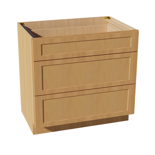 HT-DB36: Timber Wood Shaker 36" 3 Drawers Base Cabinet