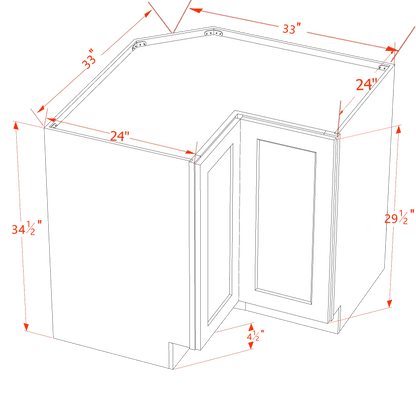 HT-LSB33: Timber Wood Shaker 33" 2 Doors Lazy Susan Corner Base Cabinet