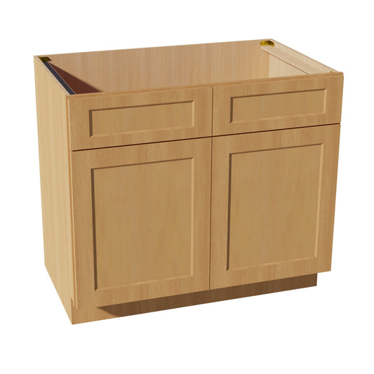 HT-SB39: Timber Wood Shaker 39" 2 Doors 2 False Drawers Sink Base Cabinet