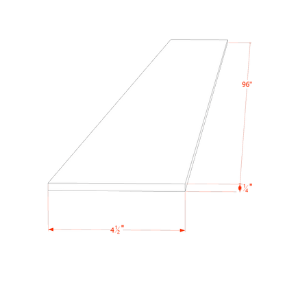 HT-TK8: Timber Wood Shaker 96"W x 4-1/2"H x 1/4"D Toe Kick Plate