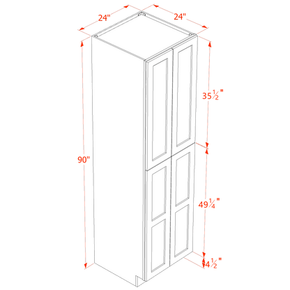 HT-TP2490: Timber Wood Shaker 24"W x 90"H x 24"D 4 Door & 5 Shelves Tall Shelf Pantry Cabinets