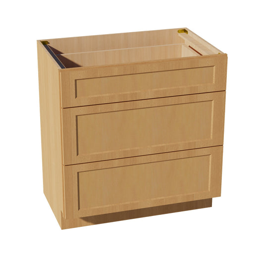 HT-VDB3321: Timber Wood Shaker 33"W x 34-1/2"H x 21"D  3 Drawers Vanity Base Cabinets