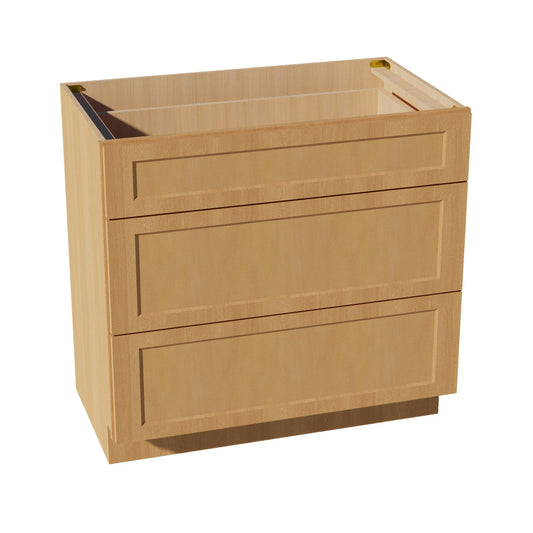 HT-VDB3621: Timber Wood Shaker 36"W x 34-1/2"H x 21"D  3 Drawers Vanity Base Cabinets