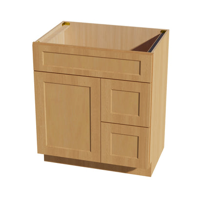 HT-VSD3021R: Timber Wood Shaker 30"W x 34-1/2"H x 21"D 1 Door & 2 Right Drawers Offset Vanity Sink Base Cabinets