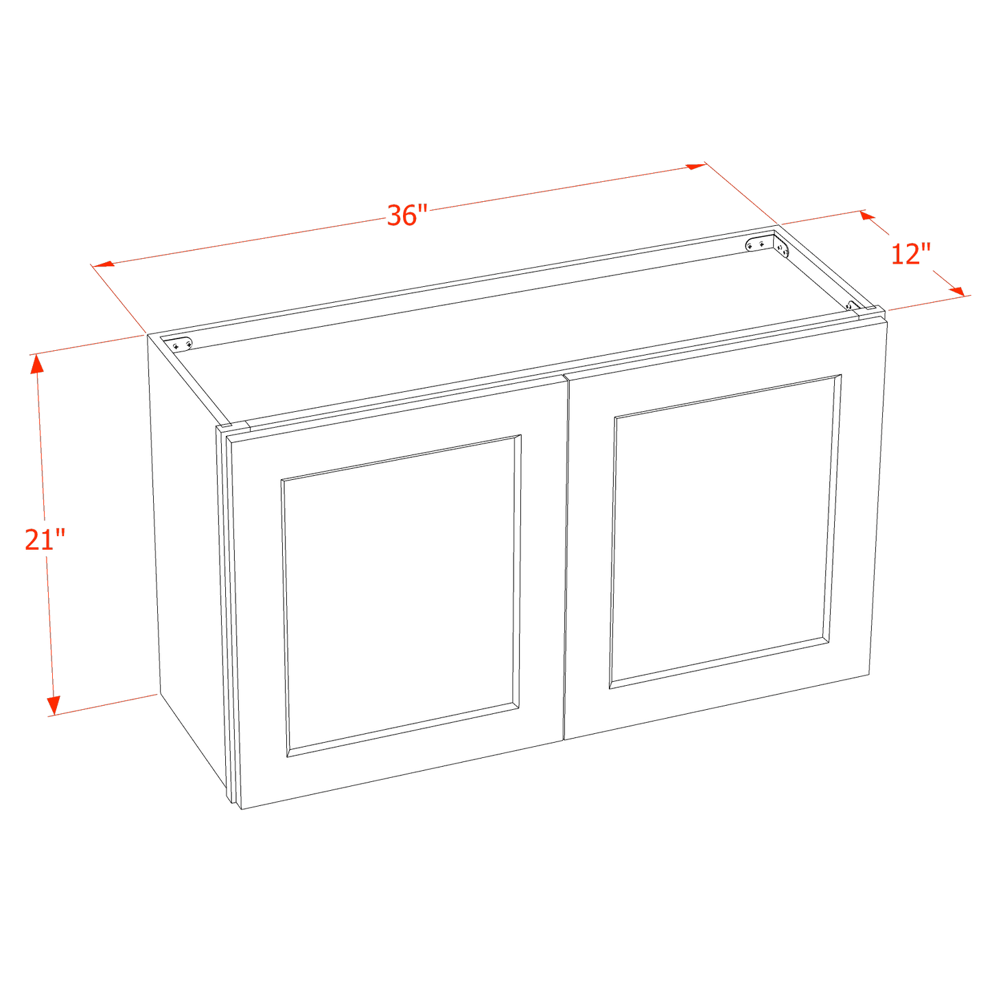 HT-W3621: Timber Wood Shaker 36"W x 21"H 2 Doors Standard Wall Bridge Cabinet