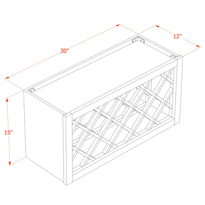 HT-WR3015: Timber Wood Shaker 30"W x 15"H x 12"D Wall Wine Rack Incl. Shelf