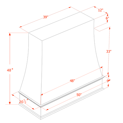 HT-WRH4848: Timber Wood Shaker 48"W x 48"H Wood Wall Mounted Range Hoods