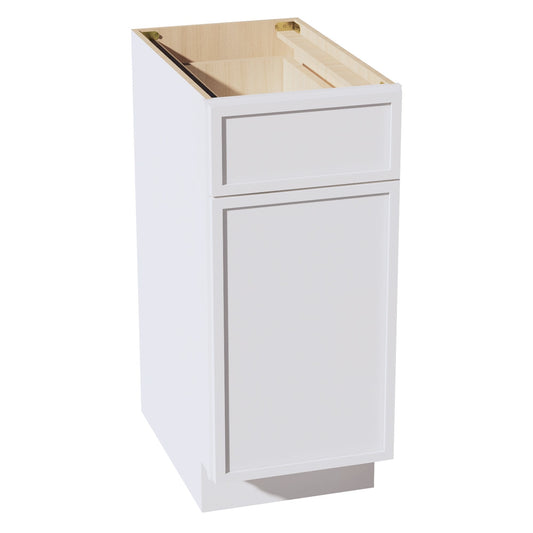 SF-B15: Frost White Slim Shaker 15" 1 Drawer 1 Door Standard Base Cabinet