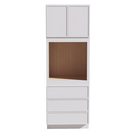 SF-OC3396: Frost White Slim Shaker 33"W x 96"H x 24"D 2 Doors & 3 Drawers Tall Oven Shelf Cabinets